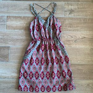 Army green print dress
